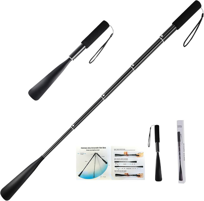 Gobiteli Shoe Horn,Long Retractable Aluminum Shoe Horn Long Handle for Seniors,Men,Women and Kids - Image 1